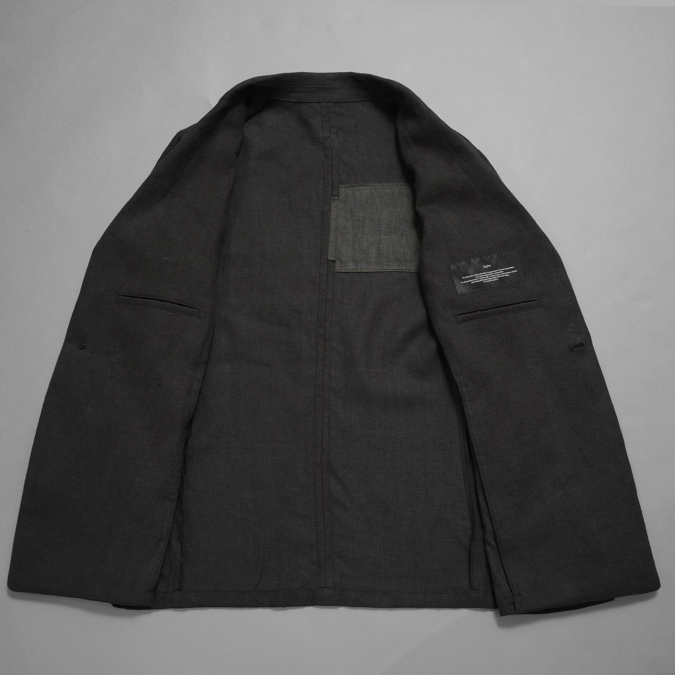 bajra バジュラ / 美品 25AW リネンキャンバス両面起毛テーラード ジャケット / 159BJ03 / size 3 (BLACK×KAHKI)