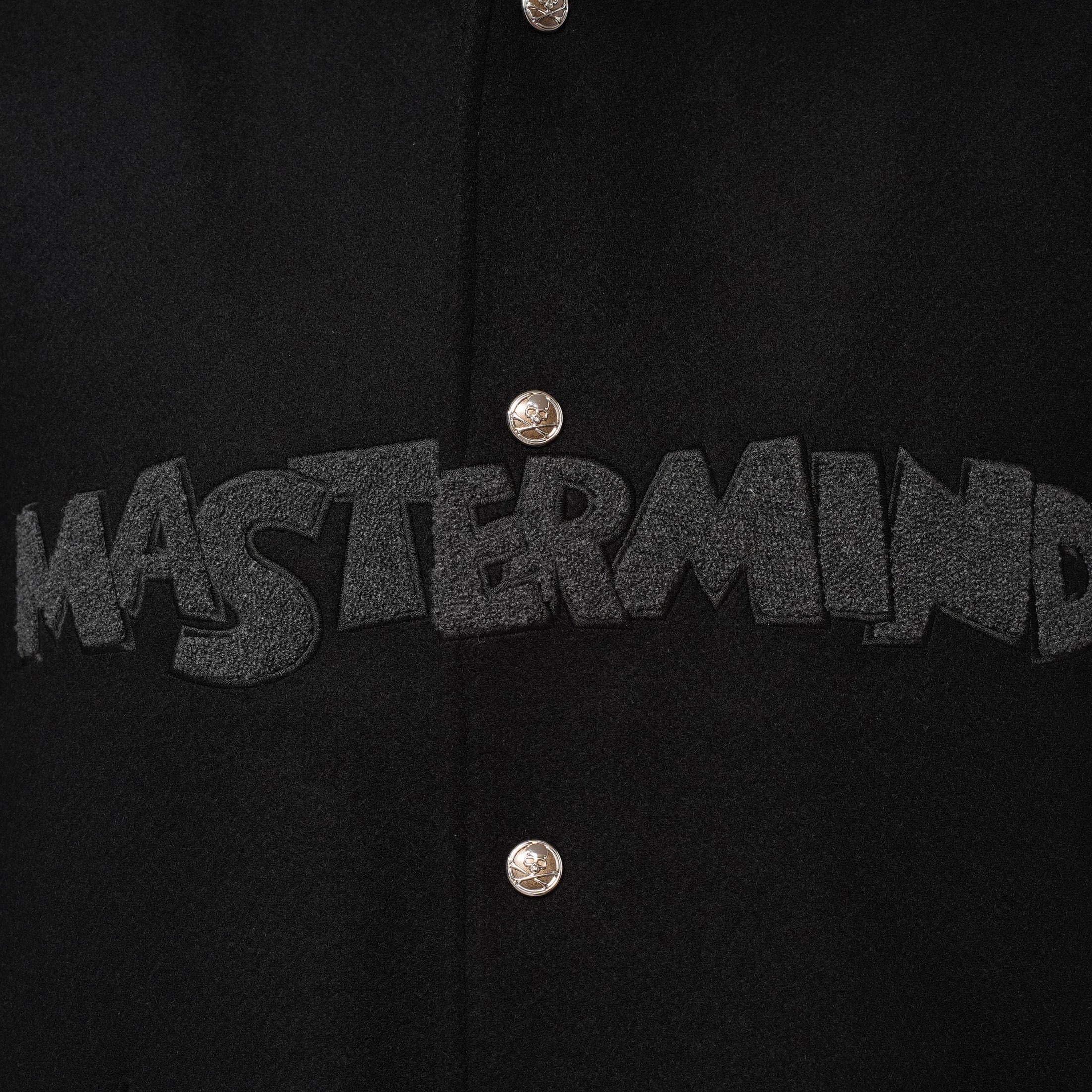 mastermind JAPAN マスターマインドジャパン ジャケット / 美品 22AW BE STRONG カシミアファー / フード付きスタジアムジャンパー / ジャケット / MW21S07-BL007-101 / size S (BLACK)