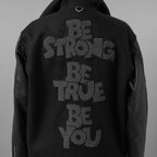 mastermind JAPAN マスターマインドジャパン ジャケット / 美品 22AW BE STRONG カシミアファー / フード付きスタジアムジャンパー / ジャケット / MW21S07-BL007-101 / size S (BLACK)
