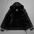 mastermind JAPAN マスターマインドジャパン ジャケット / 美品 22AW BE STRONG カシミアファー / フード付きスタジアムジャンパー / ジャケット / MW21S07-BL007-101 / size S (BLACK)