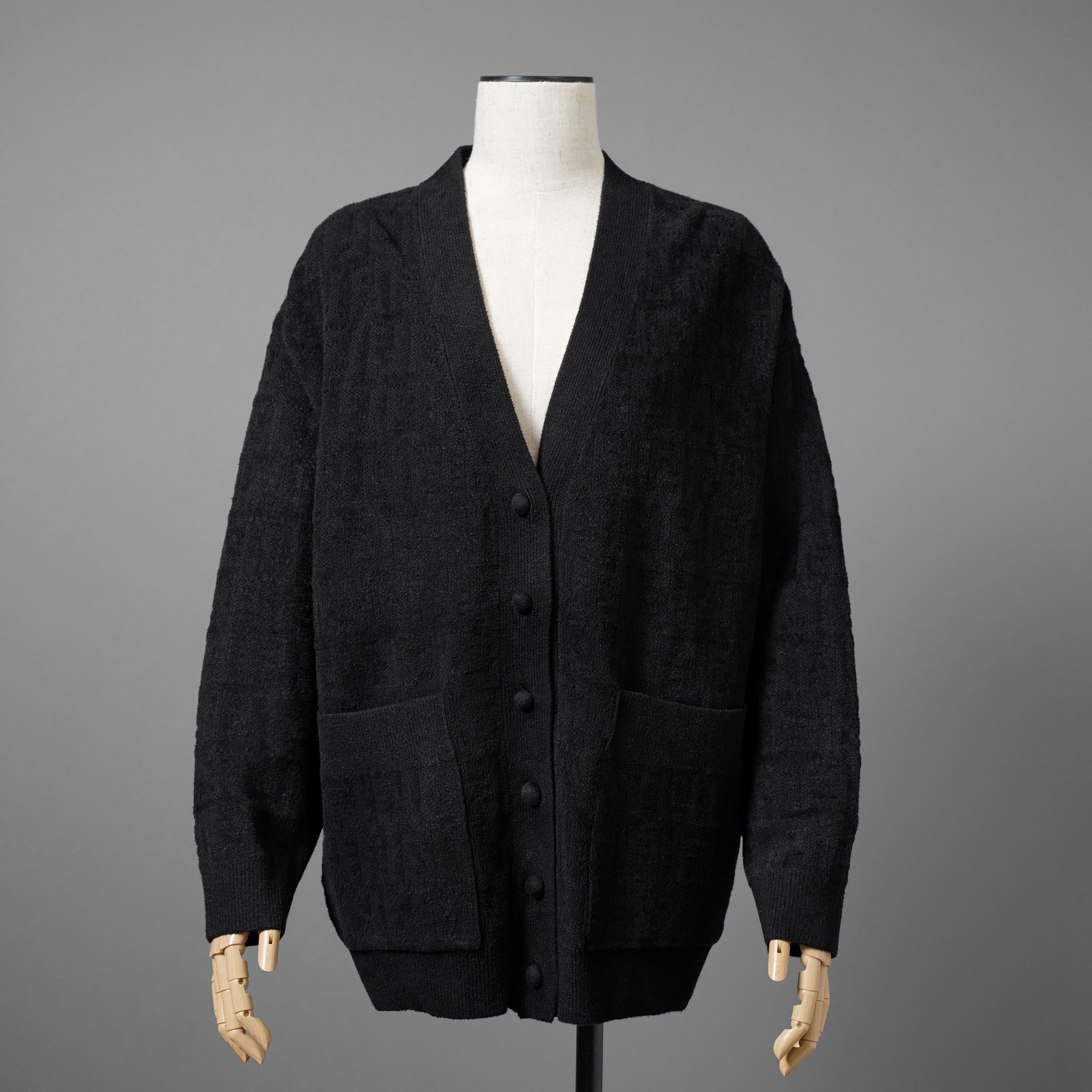 FENDI フェンディ / 美品 21SS FFロゴ ズッカ柄 パイルニット カーディガン / FZC845 AEEI / size 40 (BLACK) レディース