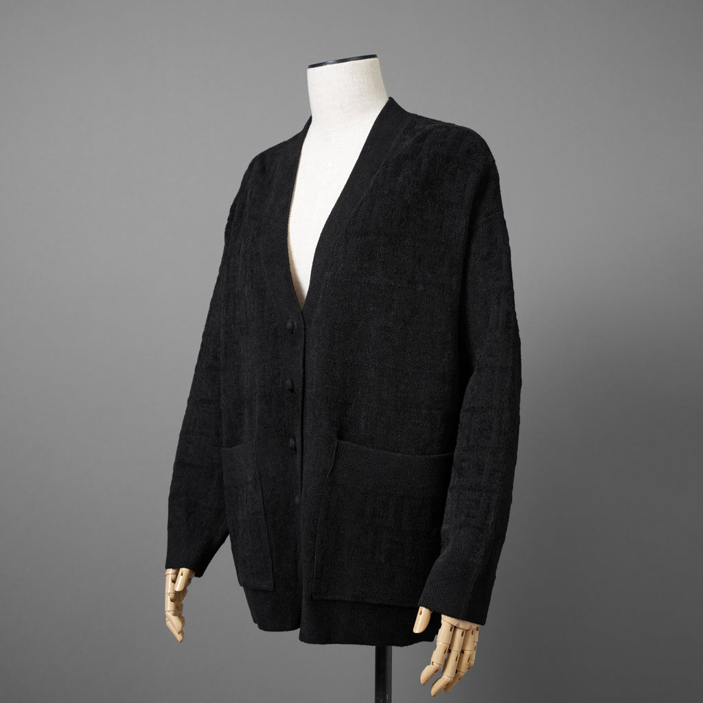 FENDI フェンディ / 美品 21SS FFロゴ ズッカ柄 パイルニット カーディガン / FZC845 AEEI / size 40 (BLACK) レディース