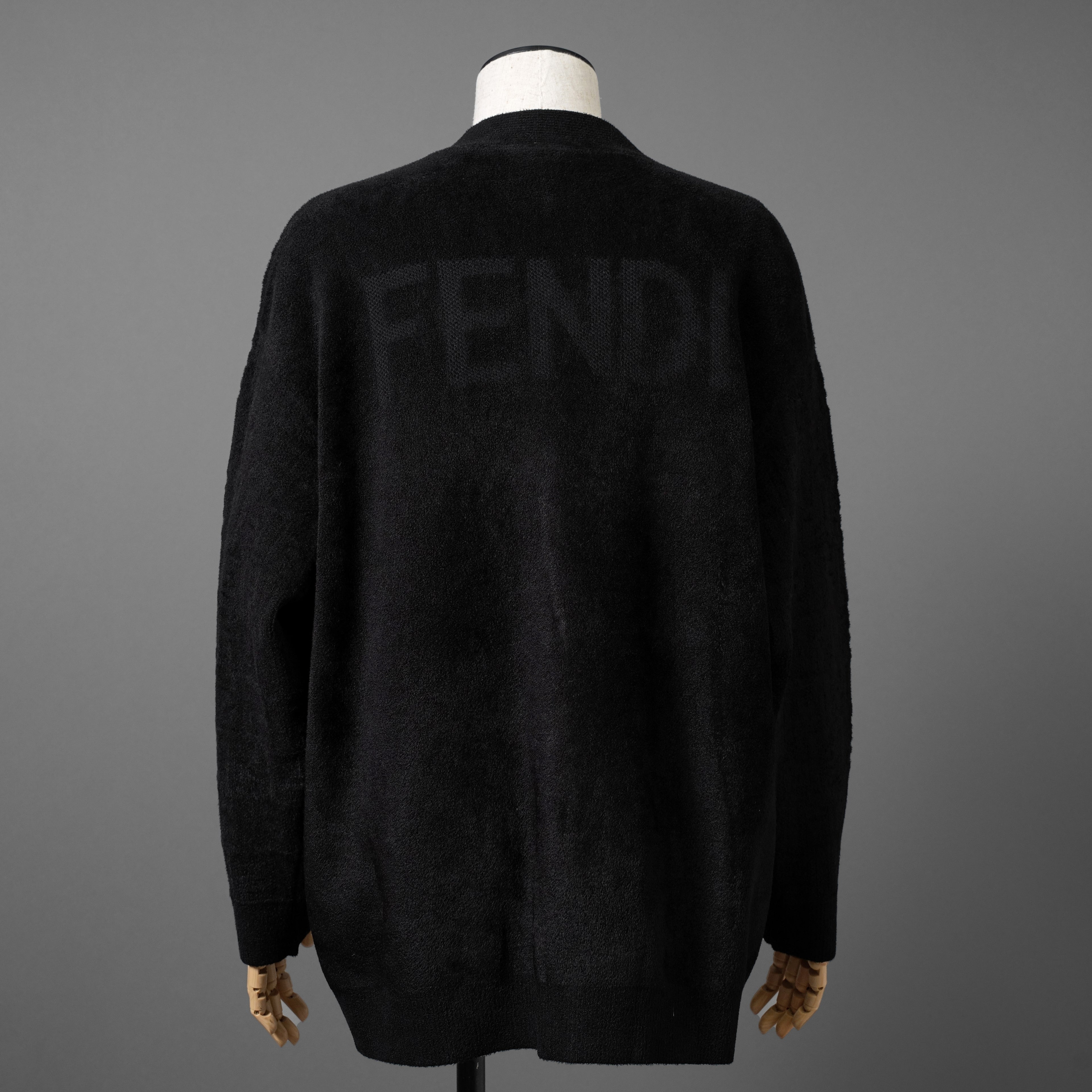 FENDI フェンディ / 美品 21SS FFロゴ ズッカ柄 パイルニット カーディガン / FZC845 AEEI / size 40 (BLACK) レディース