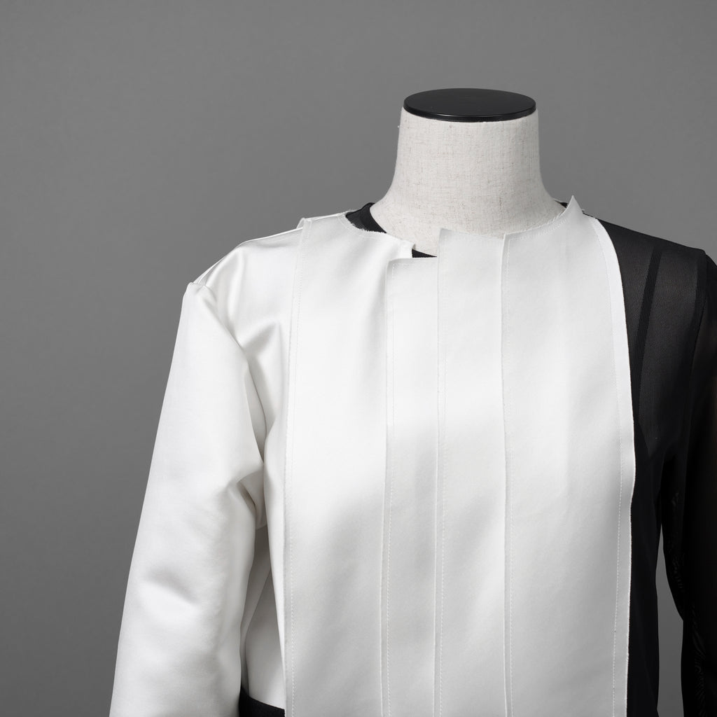 sacai サカイ / 23AW 美品 ウール×ポリエステル ワンピース / 23-06951 / size 1 (BLACK×WHITE）レディース