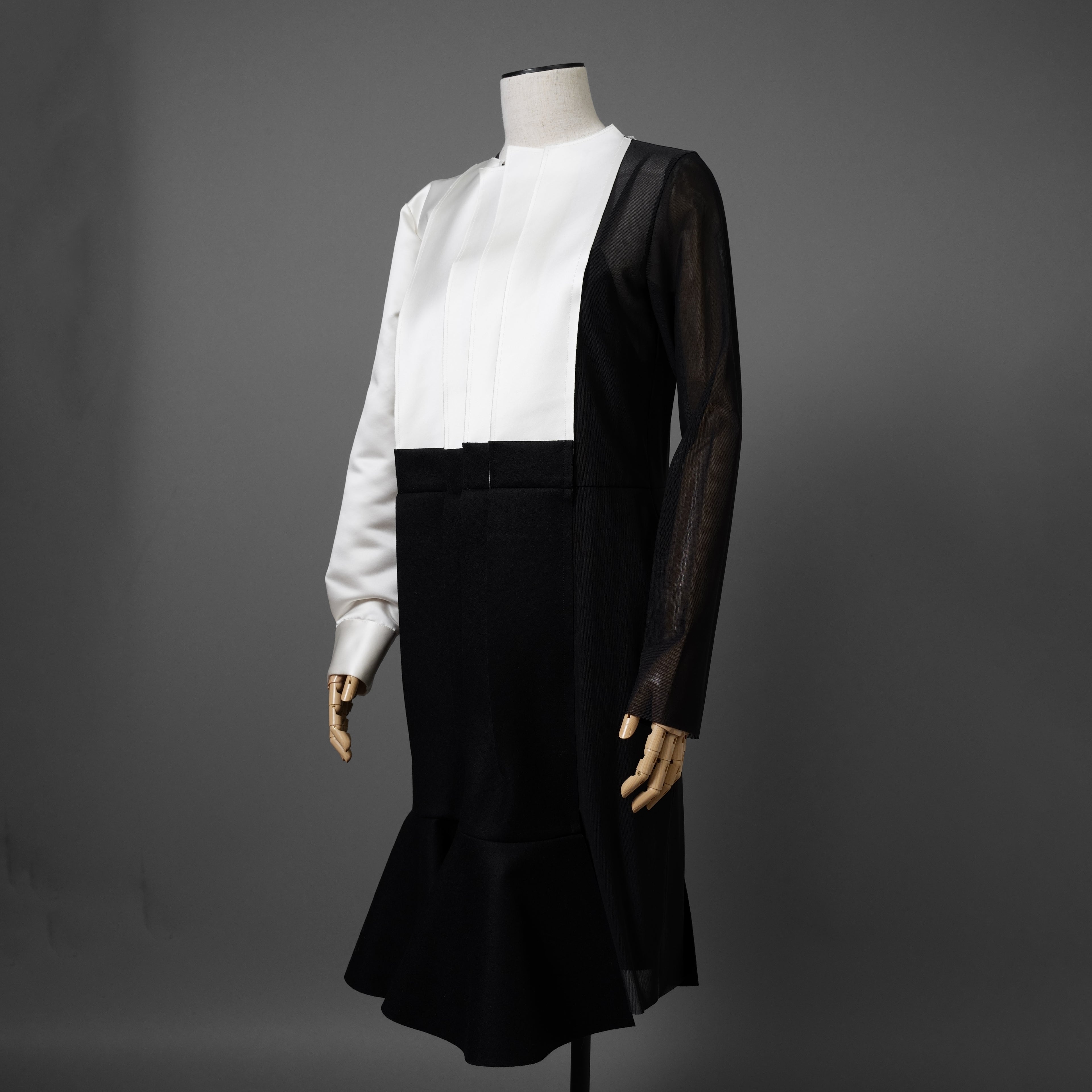 sacai サカイ / 23AW 美品 ウール×ポリエステル ワンピース / 23-06951 / size 1 (BLACK×WHITE）レディース