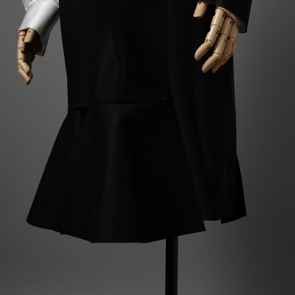 sacai サカイ / 23AW 美品 ウール×ポリエステル ワンピース / 23-06951 / size 1 (BLACK×WHITE）レディース