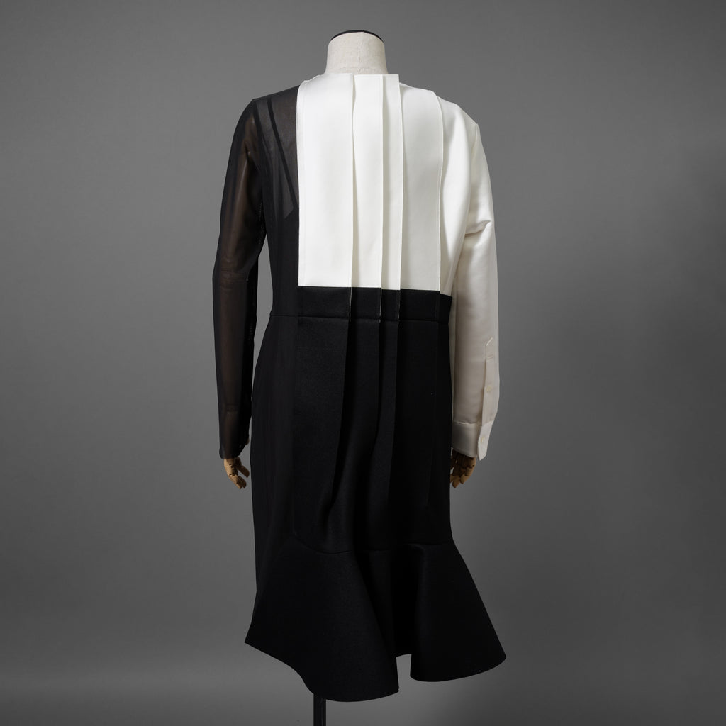 sacai サカイ / 23AW 美品 ウール×ポリエステル ワンピース / 23-06951 / size 1 (BLACK×WHITE）レディース