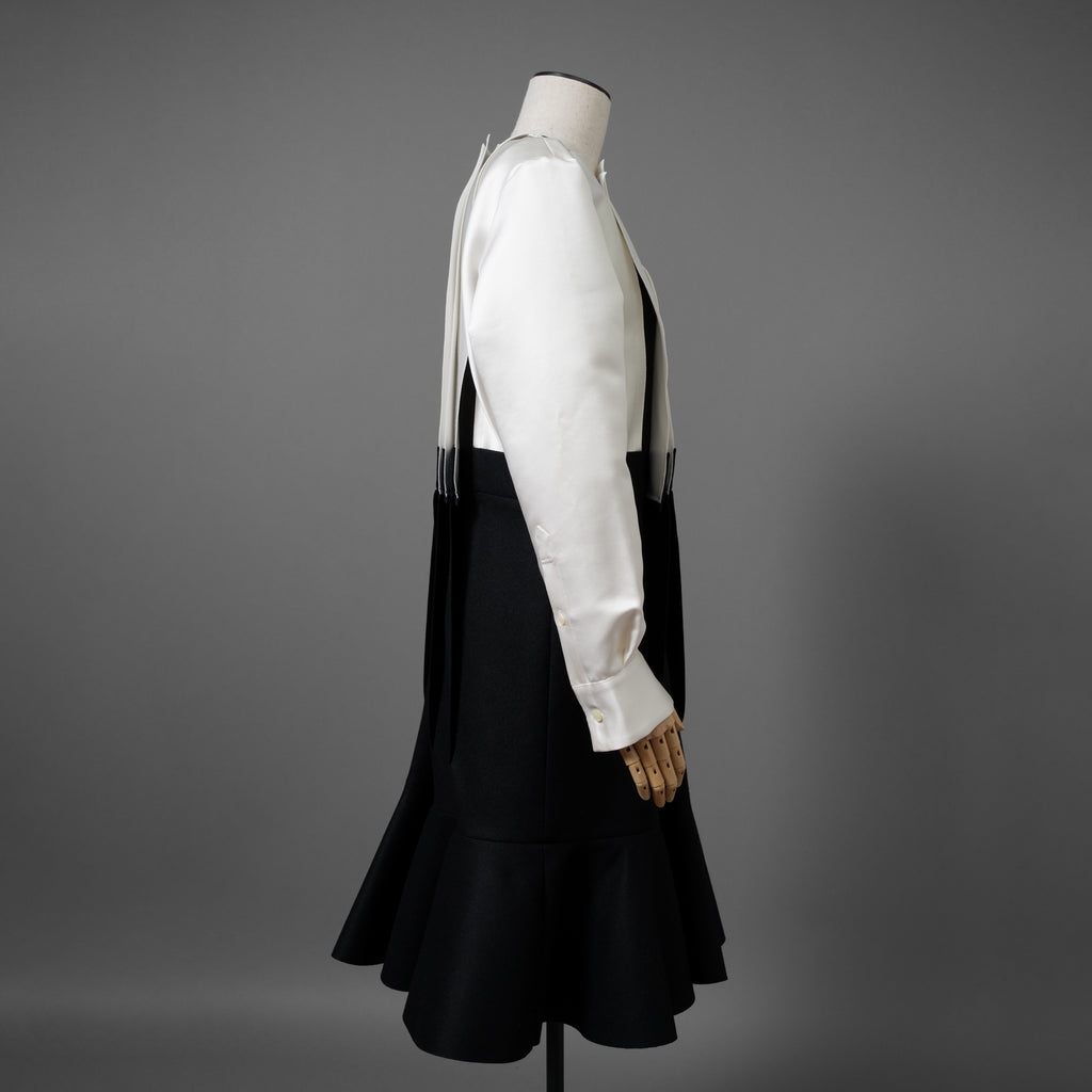 sacai サカイ / 23AW 美品 ウール×ポリエステル ワンピース / 23-06951 / size 1 (BLACK×WHITE）レディース