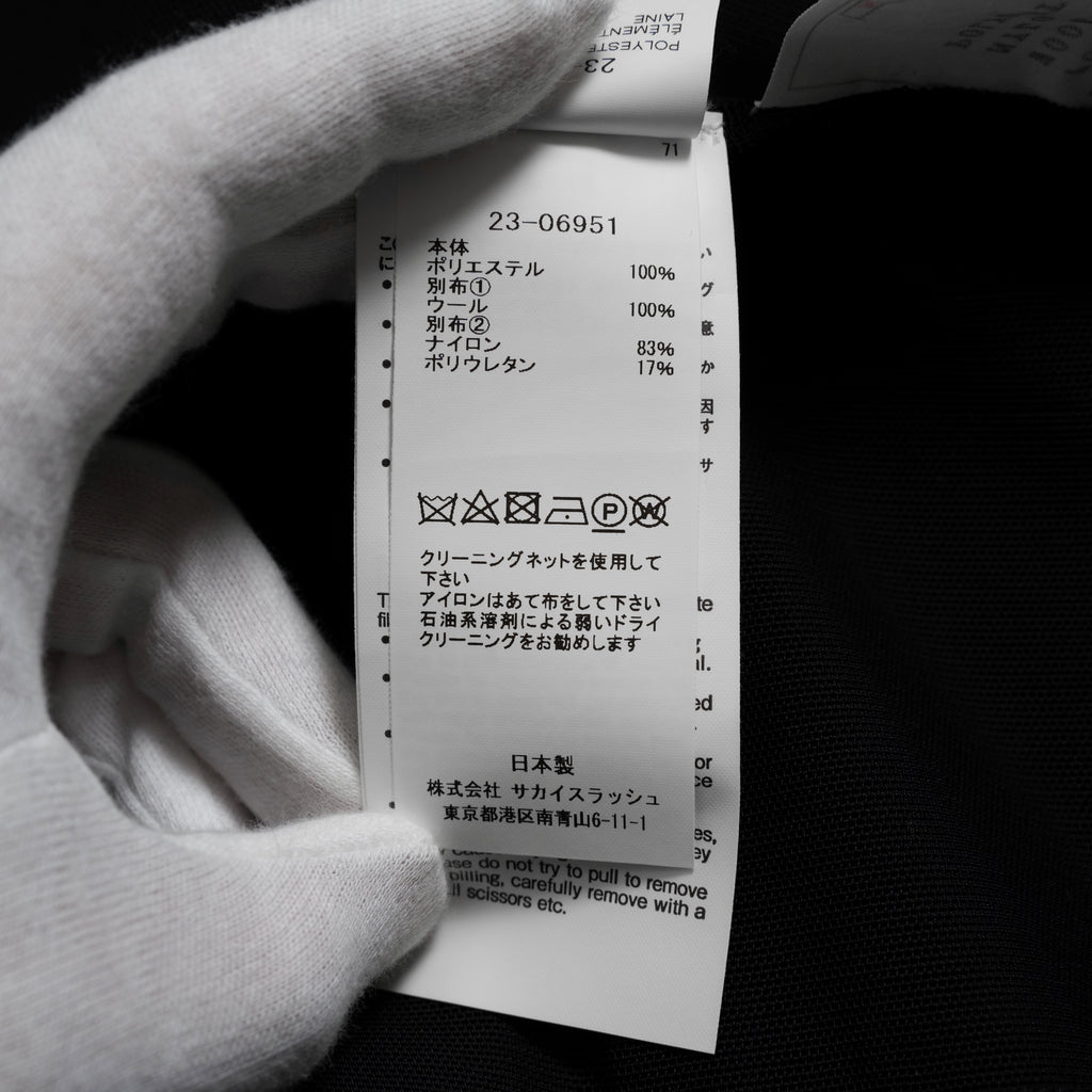 sacai サカイ / 23AW 美品 ウール×ポリエステル ワンピース / 23-06951 / size 1 (BLACK×WHITE）レディース