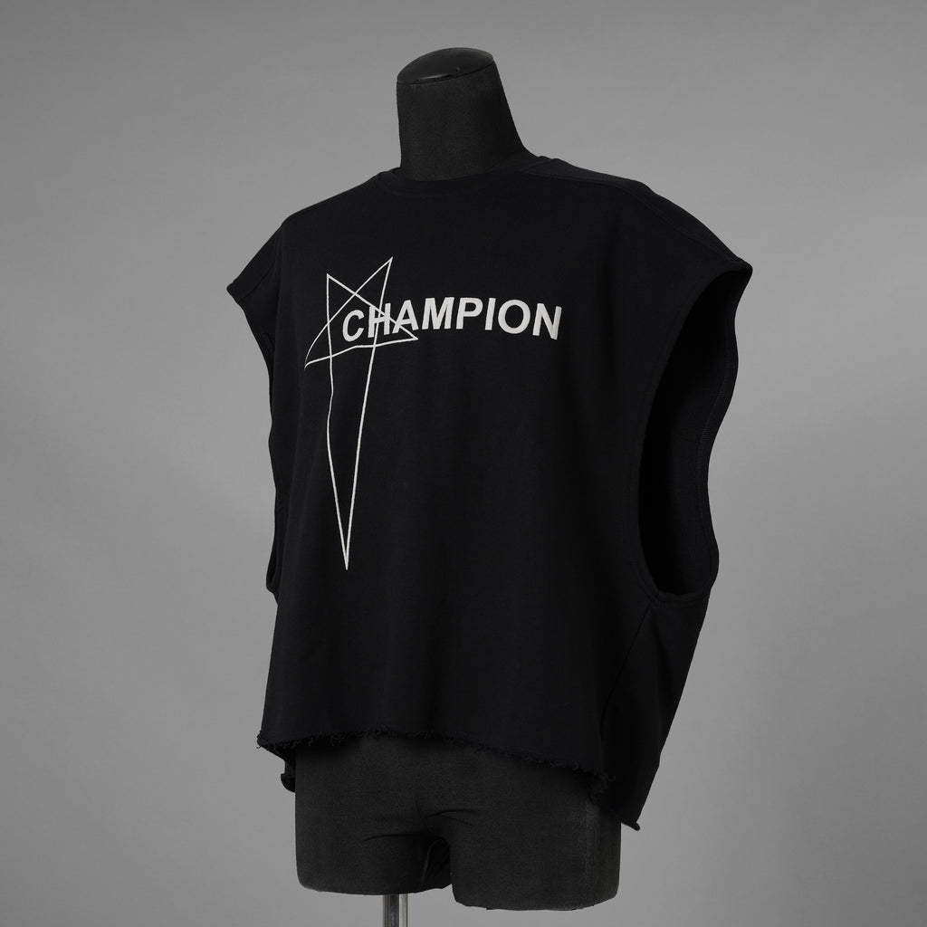 RICK OWENS x Champion リックオウエンス x チャンピオン / 美品 25SS Micro Tatlin T-Shirt マイクロ・タトリン ノースリーブ  Tシャツ / CM01E1666-CHFE / size S (BLACK) 352169-in-ue
