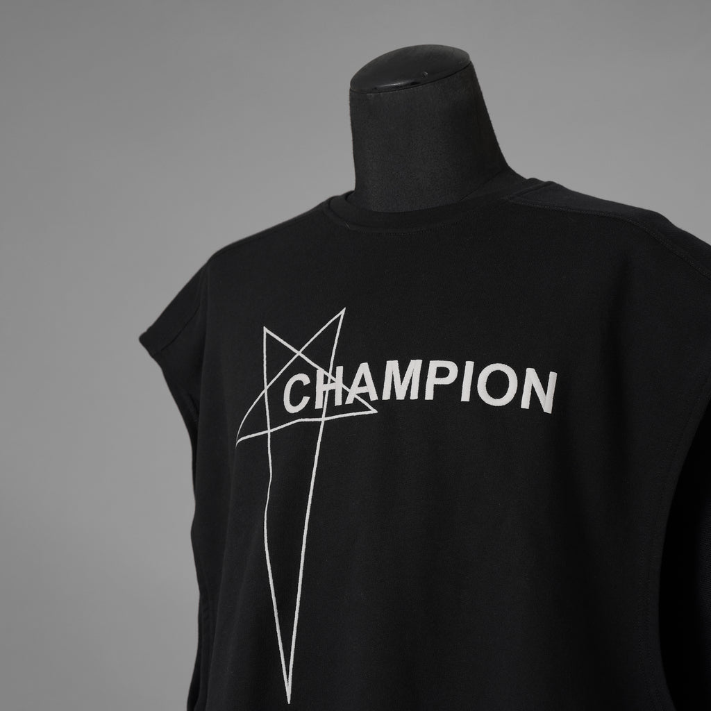 RICK OWENS x Champion リックオウエンス x チャンピオン / 美品 25SS Micro Tatlin T-Shirt マイクロ・タトリン ノースリーブ  Tシャツ / CM01E1666-CHFE / size S (BLACK) 352169-in-ue