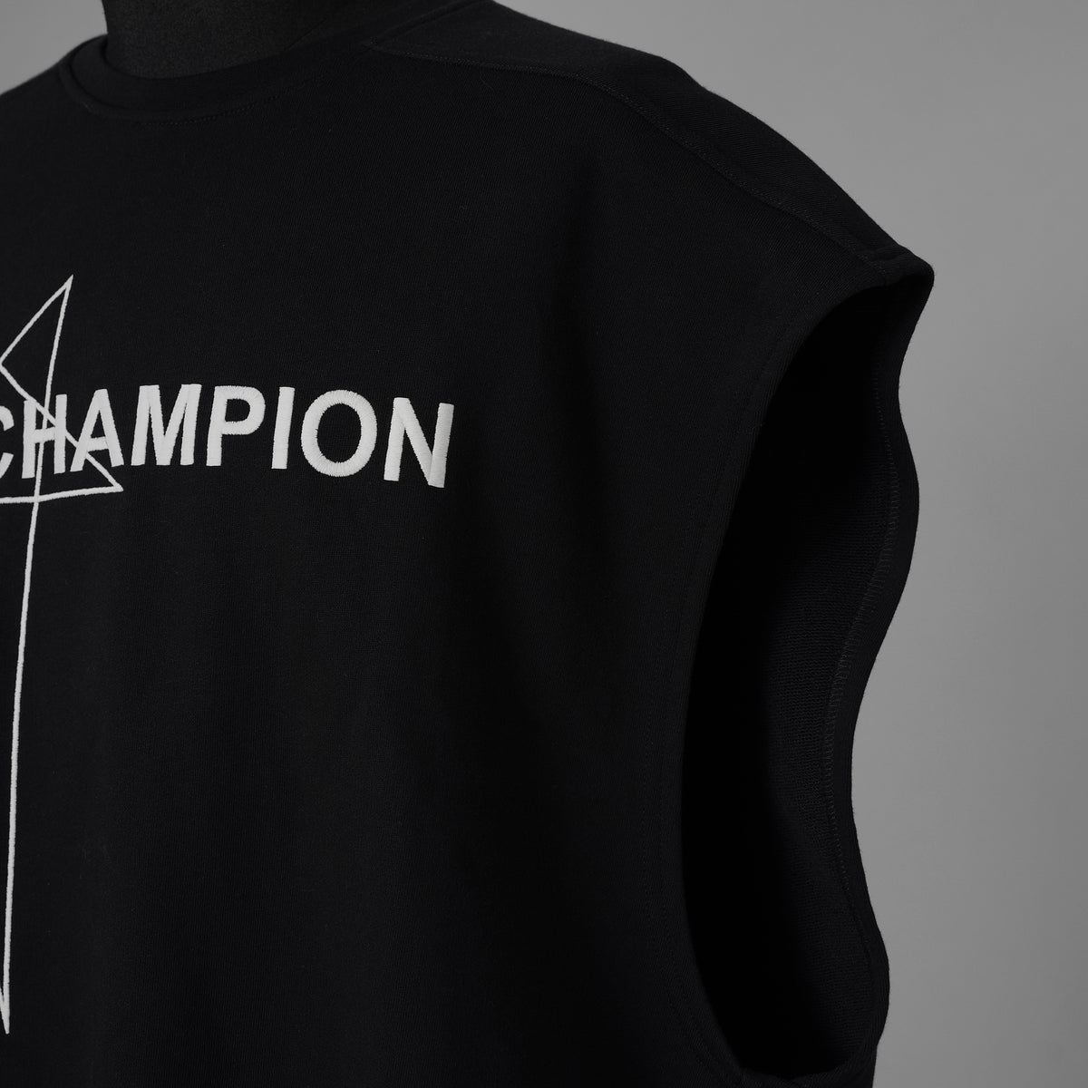 RICK OWENS x Champion リックオウエンス x チャンピオン / 美品 25SS Micro Tatlin T-Shirt マイクロ・タトリン ノースリーブ  Tシャツ / CM01E1666-CHFE / size S (BLACK) 352169-in-ue