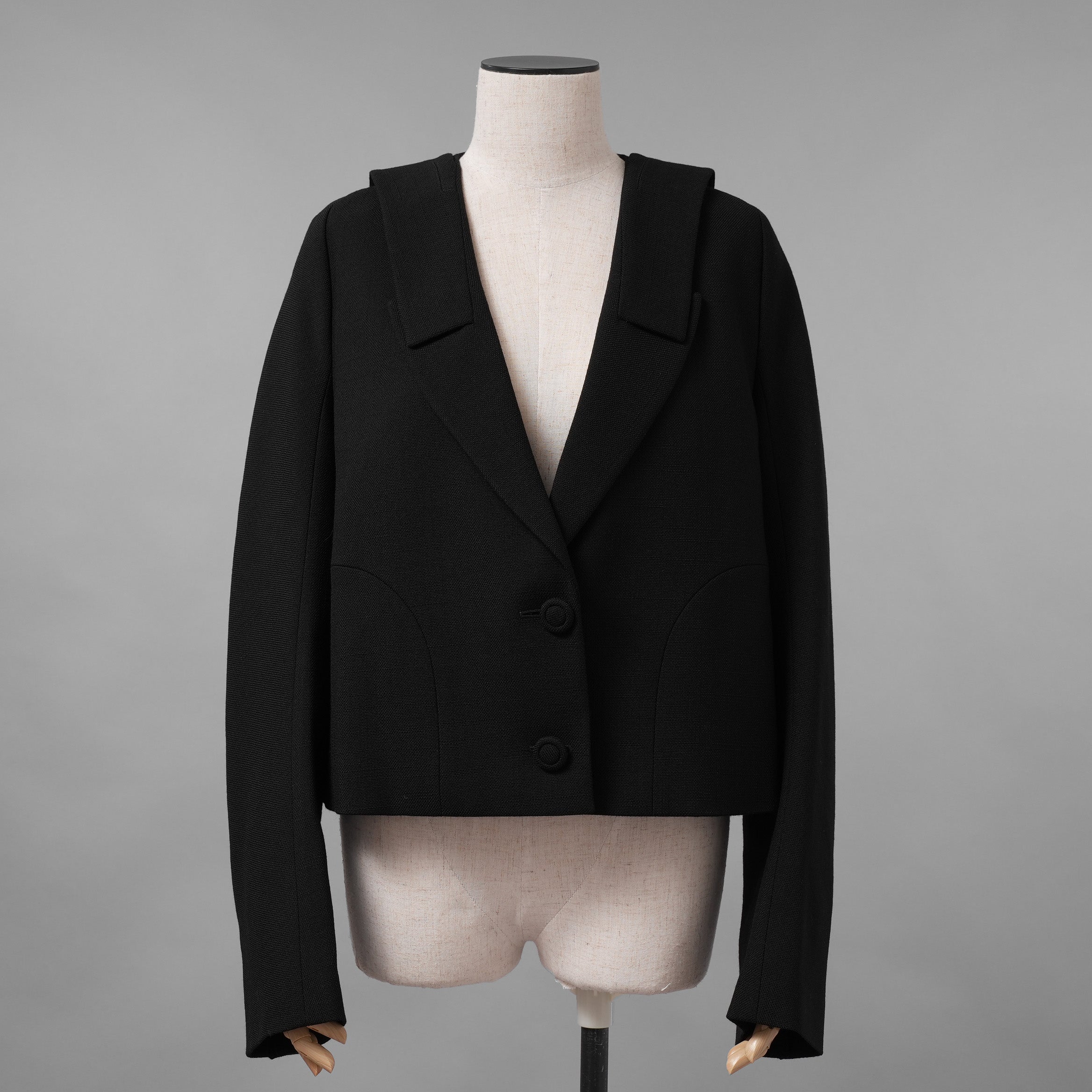 FENDI フェンディ / 川口春奈 着用 / 美品 23AW レイヤードカラー クロップド テーラード ジャケット / FJ7464AXAU / size 38 ( BLACK ) レディース