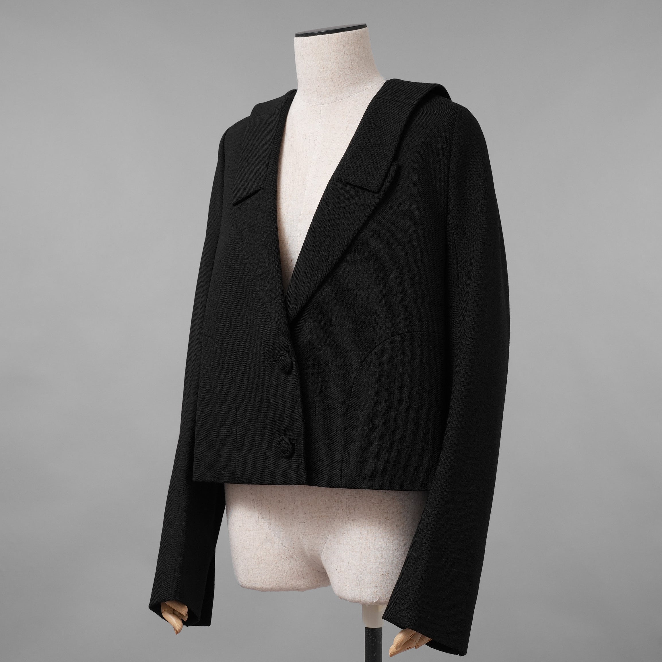 FENDI フェンディ / 川口春奈 着用 / 美品 23AW レイヤードカラー クロップド テーラード ジャケット / FJ7464AXAU / size 38 ( BLACK ) レディース