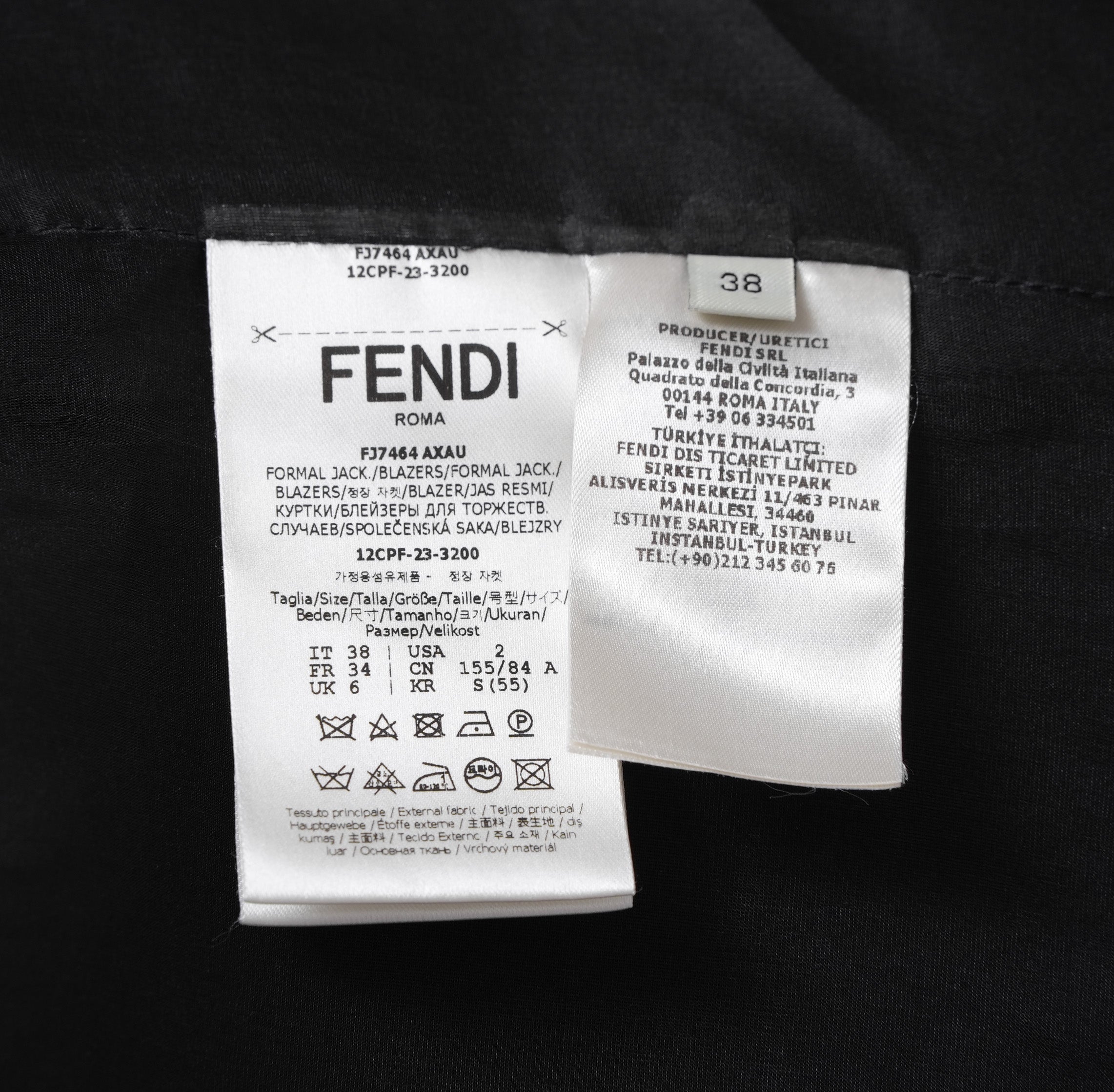 FENDI フェンディ / 川口春奈 着用 / 美品 23AW レイヤードカラー クロップド テーラード ジャケット / FJ7464AXAU / size 38 ( BLACK ) レディース