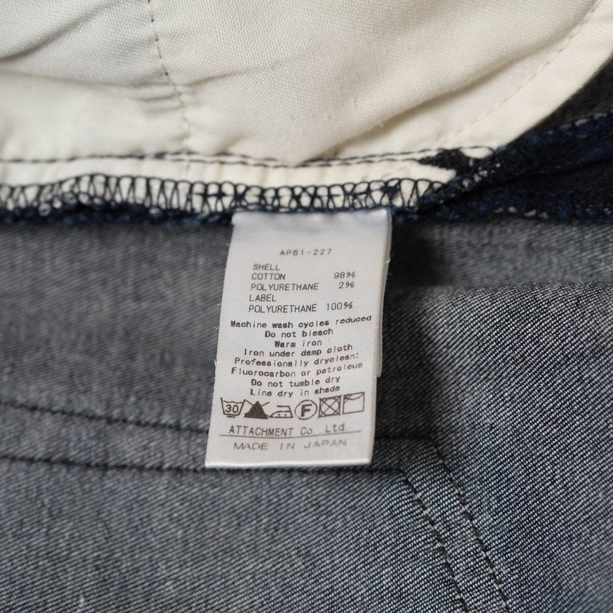 ATTACHMENT アタッチメント / 16SS インディゴ ストレッチ ウエポン スーパースリム パンツ / AP61-227 / size 2 (INDIGO)  123060-alm