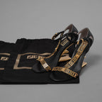 FENDACE フェンダーチェ フェンディ × ヴェルサーチェ コラボ / 22SS First Fendace Medusa レザー ヒールサンダル / size 36 (23cm) BLACK レディース