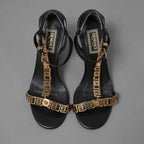 FENDACE フェンダーチェ フェンディ × ヴェルサーチェ コラボ / 22SS First Fendace Medusa レザー ヒールサンダル / size 36 (23cm) BLACK レディース