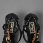 FENDACE フェンダーチェ フェンディ × ヴェルサーチェ コラボ / 22SS First Fendace Medusa レザー ヒールサンダル / size 36 (23cm) BLACK レディース