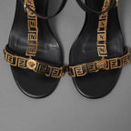 FENDACE フェンダーチェ フェンディ × ヴェルサーチェ コラボ / 22SS First Fendace Medusa レザー ヒールサンダル / size 36 (23cm) BLACK レディース