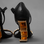FENDACE フェンダーチェ フェンディ × ヴェルサーチェ コラボ / 22SS First Fendace Medusa レザー ヒールサンダル / size 36 (23cm) BLACK レディース