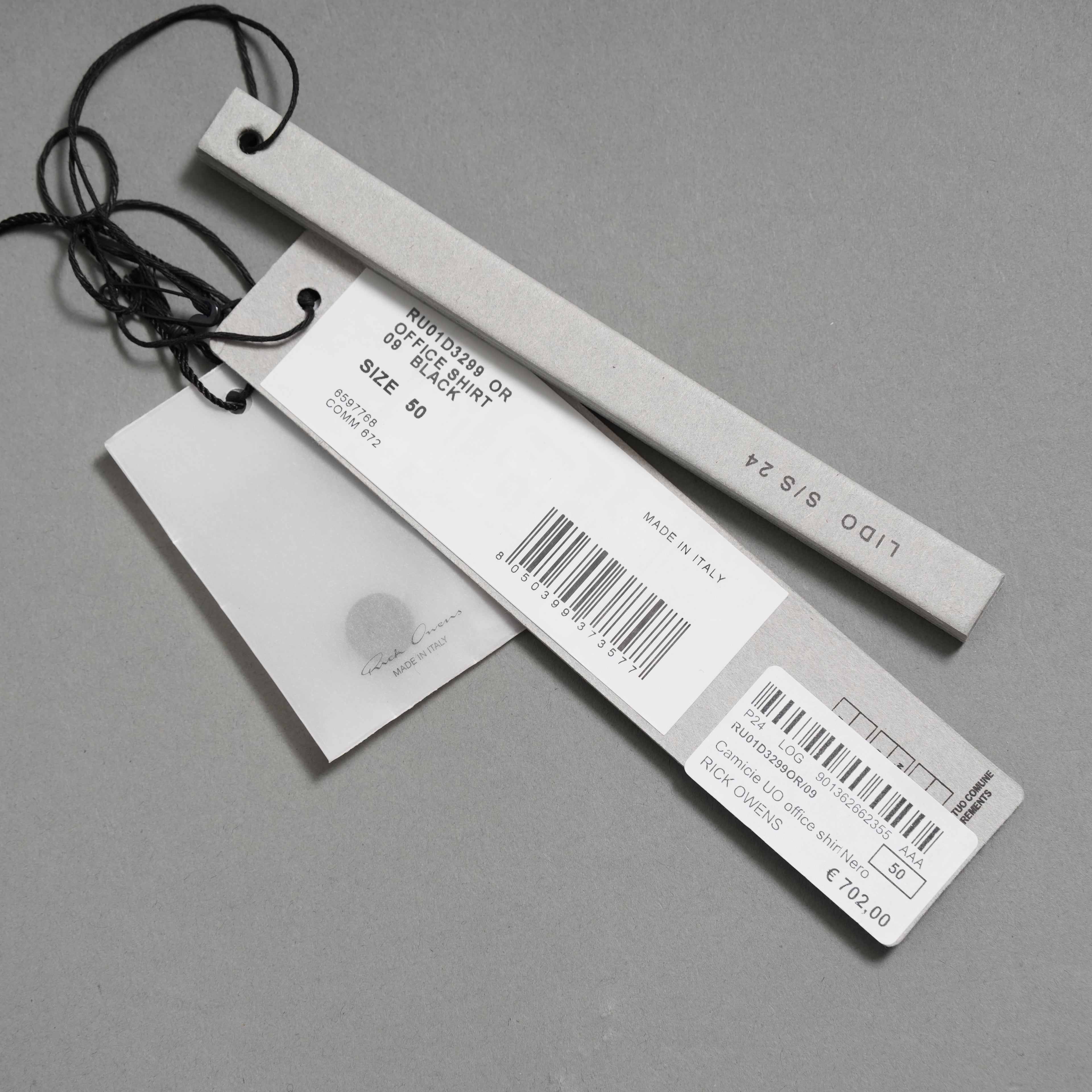 Rick Owensリックオウエンス / 24SS LIDO / 美品 OFFICE SHIRT / 長袖シャツ/ RU01D3299 OR / size 50 (BLACK)