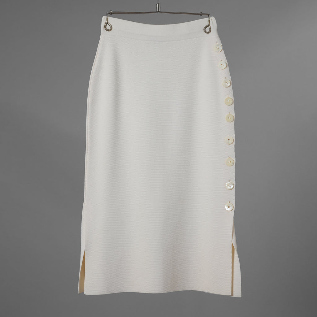 Cruciani クルチアーニ / 美品 サイドボタン ミラノリブ ニット タイト スカート / size 40 (WHITE) レディース 352168-izm