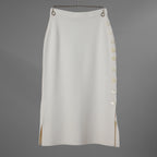Cruciani クルチアーニ / 美品 サイドボタン ミラノリブ ニット タイト スカート / size 40 (WHITE) レディース 352168-izm