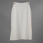 Cruciani クルチアーニ / 美品 サイドボタン ミラノリブ ニット タイト スカート / size 40 (WHITE) レディース 352168-izm