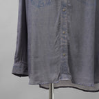 DIESEL ディーゼル / 美品 23AW S-DRINN デニムプリント加工 サテン 長袖シャツ / size 50 (BLUE)