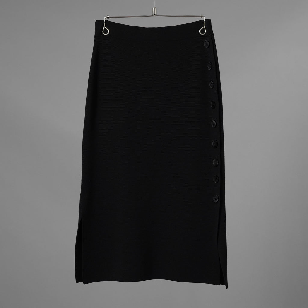 Cruciani クルチアーニ / 美品 サイドボタン ミラノリブ ニット タイト スカート / CD22 402 / size 38 (BLACK) レディース 352166-izm