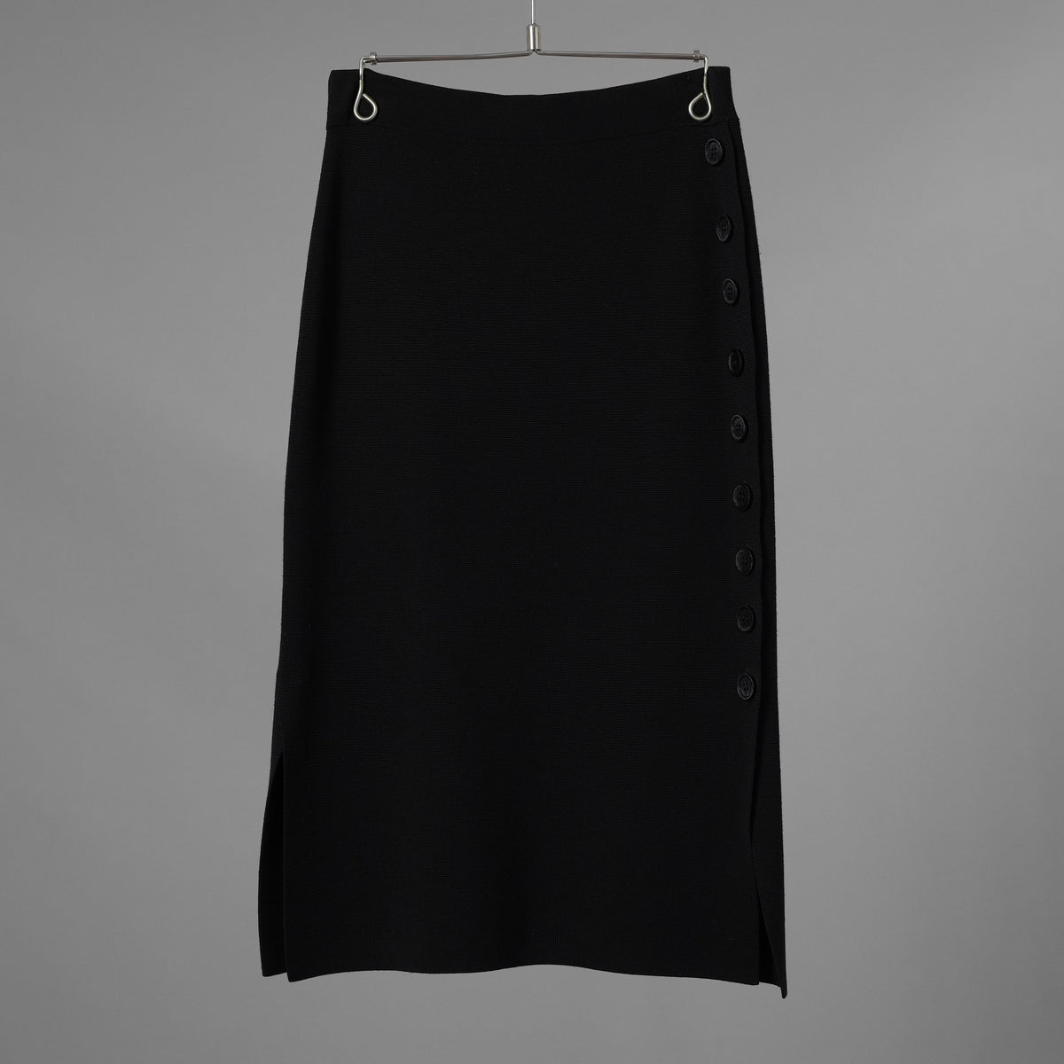 Cruciani クルチアーニ / 美品 サイドボタン ミラノリブ ニット タイト スカート / CD22 402 / size 38 (BLACK) レディース 352166-izm
