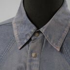 DIESEL ディーゼル / 美品 23AW S-DRINN デニムプリント加工 サテン 長袖シャツ / size 50 (BLUE)