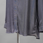 DIESEL ディーゼル / 美品 23AW S-DRINN デニムプリント加工 サテン 長袖シャツ / size 50 (BLUE)