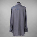 DIESEL ディーゼル / 美品 23AW S-DRINN デニムプリント加工 サテン 長袖シャツ / size 50 (BLUE)