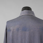 DIESEL ディーゼル / 美品 23AW S-DRINN デニムプリント加工 サテン 長袖シャツ / size 50 (BLUE)
