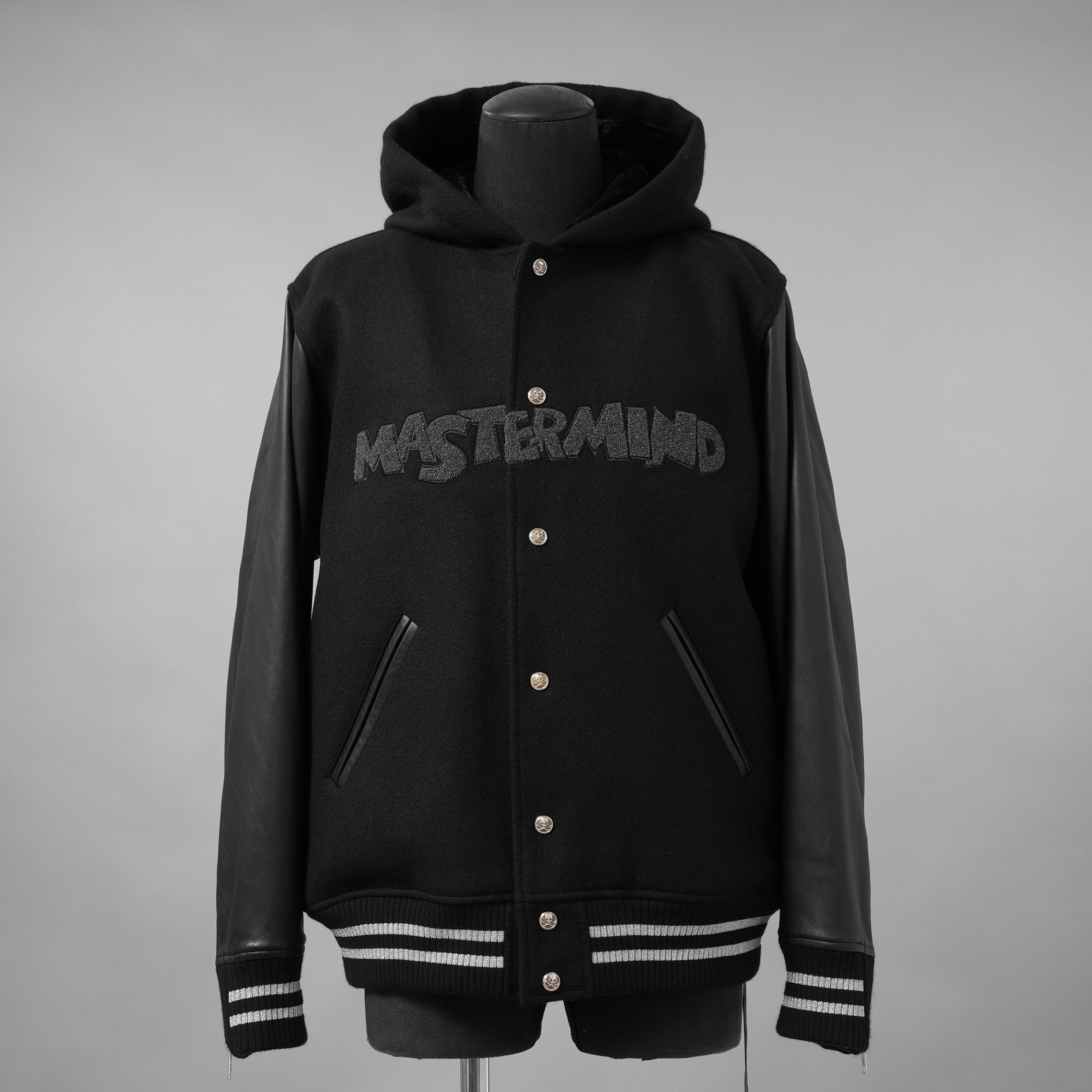 mastermind JAPAN マスターマインドジャパン ジャケット / 美品 22AW BE STRONG カシミアファー / フード付きスタジアムジャンパー / ジャケット / MW21S07-BL007-101 / size S (BLACK)