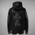 mastermind JAPAN マスターマインドジャパン ジャケット / 美品 22AW BE STRONG カシミアファー / フード付きスタジアムジャンパー / ジャケット / MW21S07-BL007-101 / size S (BLACK)