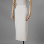 Cruciani クルチアーニ / 美品 サイドボタン ミラノリブ ニット タイト スカート / size 40 (WHITE) レディース 352168-izm