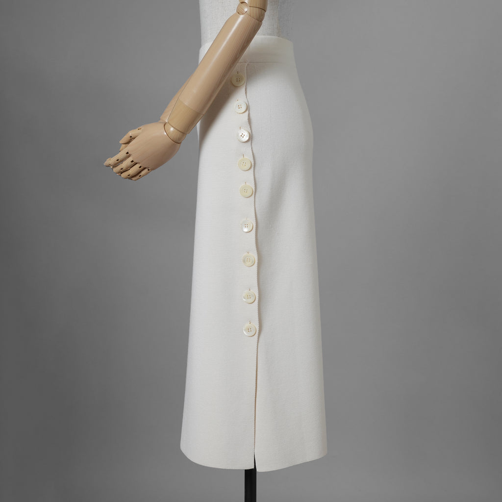 Cruciani クルチアーニ / 美品 サイドボタン ミラノリブ ニット タイト スカート / size 40 (WHITE) レディース 352168-izm