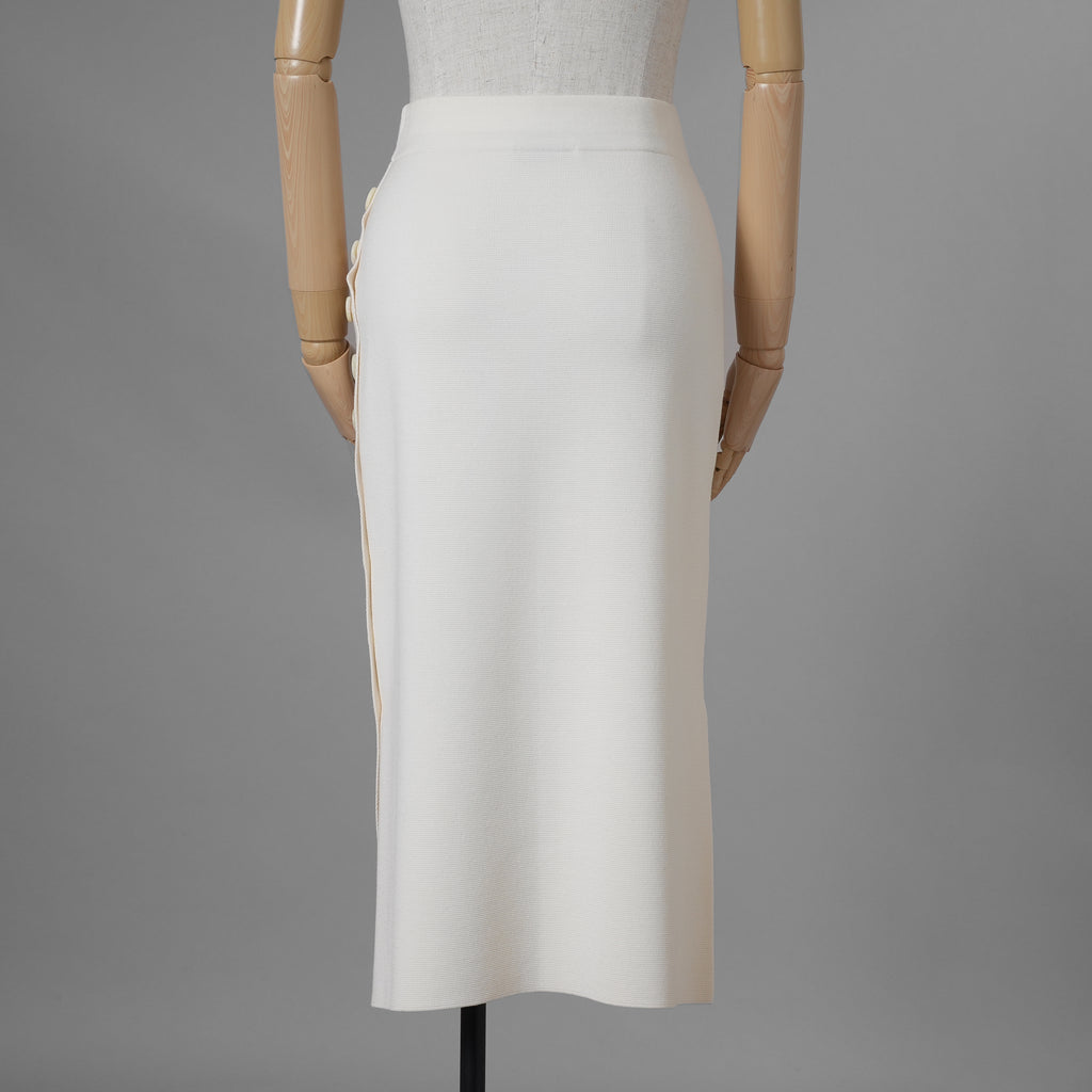 Cruciani クルチアーニ / 美品 サイドボタン ミラノリブ ニット タイト スカート / size 40 (WHITE) レディース 352168-izm