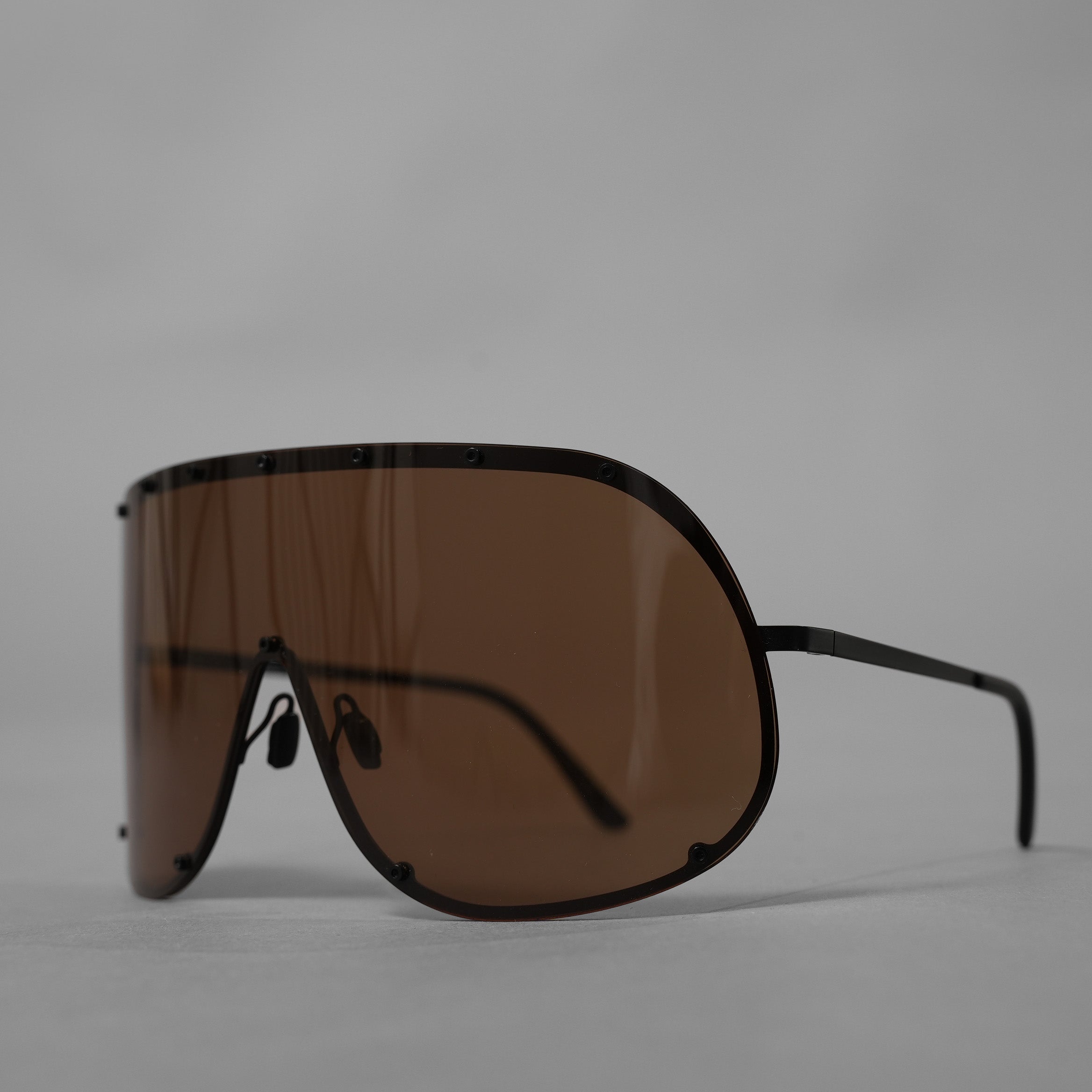 Rick Owens リックオウエンス / 美品 MASK BLACK-BROWN シールドサングラス アクセサリー / 157-116 / BLACK × BROWN