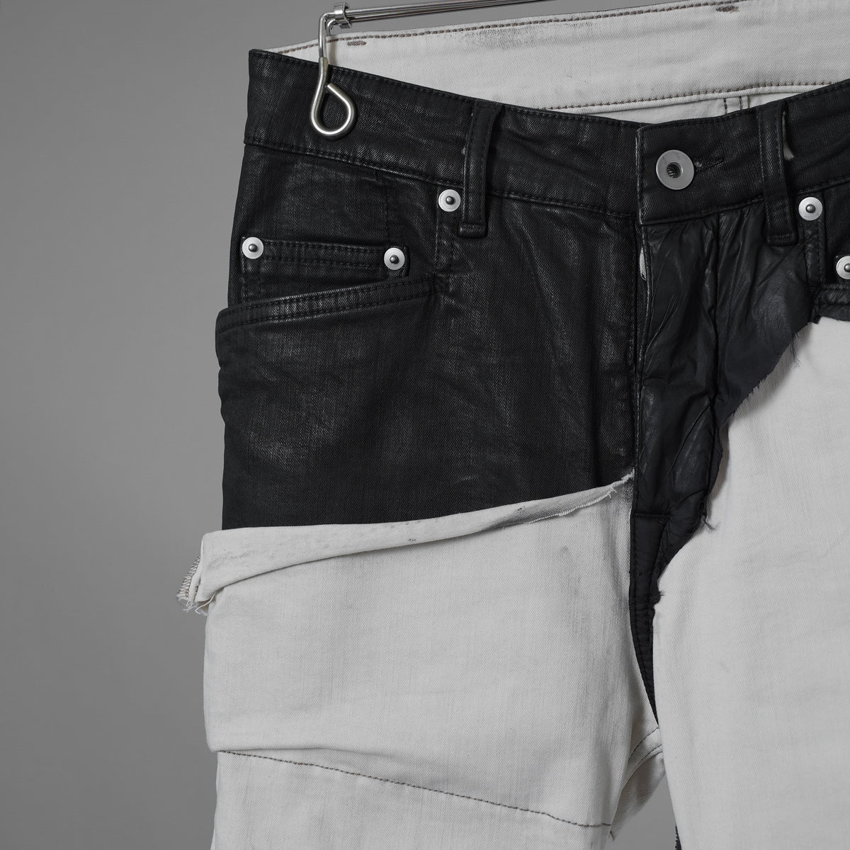 RICK OWENS DRKSHDW リック オウエンス ダークシャドウ / 22SS COMBO TYRONE CUT コンボ タイロンカット コーティング スキニー パンツ / DU01B7364-SCOMW1 / size 30 (NATURAL × BLACK)  352174-in-ue