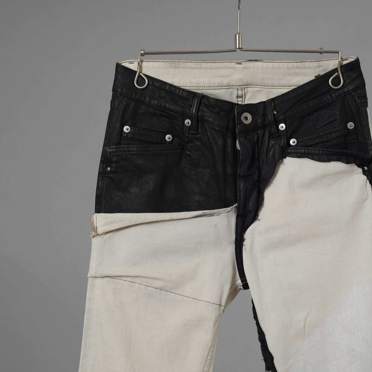 RICK OWENS DRKSHDW リック オウエンス ダークシャドウ / 22SS COMBO TYRONE CUT コンボ タイロンカット コーティング スキニー パンツ / DU01B7364-SCOMW1 / size 30 (NATURAL × BLACK)  352174-in-ue