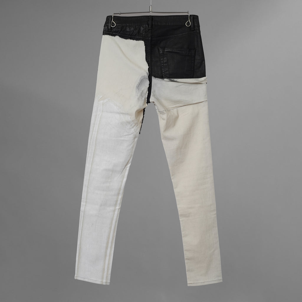RICK OWENS DRKSHDW リック オウエンス ダークシャドウ / 22SS COMBO TYRONE CUT コンボ タイロンカット コーティング スキニー パンツ / DU01B7364-SCOMW1 / size 30 (NATURAL × BLACK)  352174-in-ue