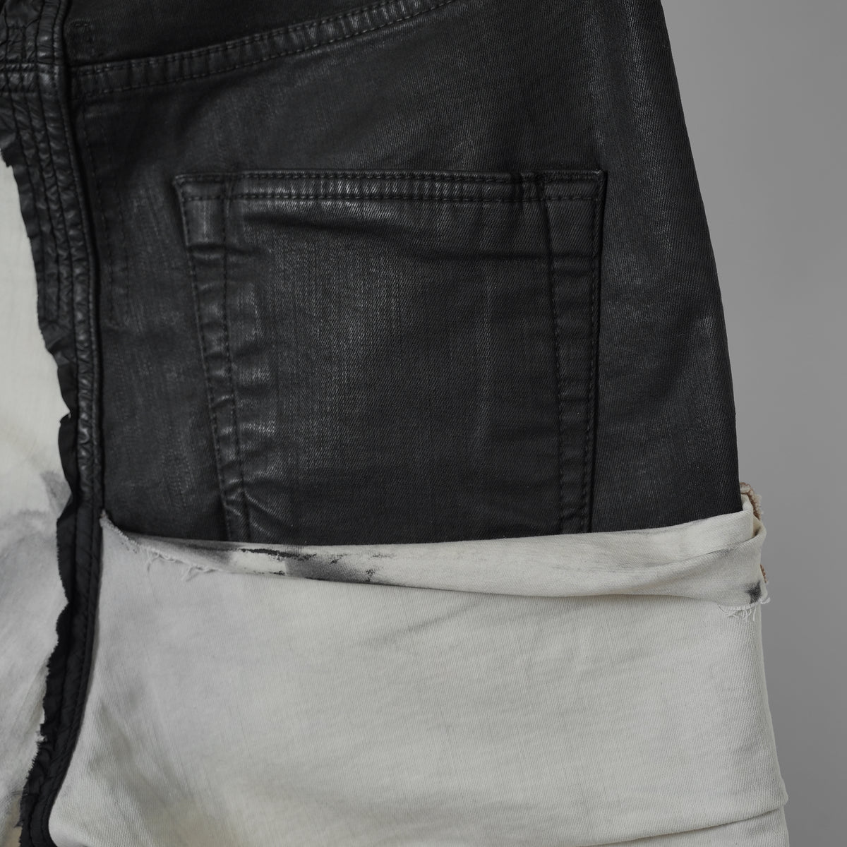 RICK OWENS DRKSHDW リック オウエンス ダークシャドウ / 22SS COMBO TYRONE CUT コンボ タイロンカット コーティング スキニー パンツ / DU01B7364-SCOMW1 / size 30 (NATURAL × BLACK)  352174-in-ue