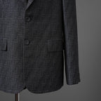 FENDI フェンディ / 23AW 美品 FFロゴ (ズッカ柄) ジャカードファブリック ジャケット / FJ0768APOK / size 48 (BLUE GREY) テーラード ブレザー