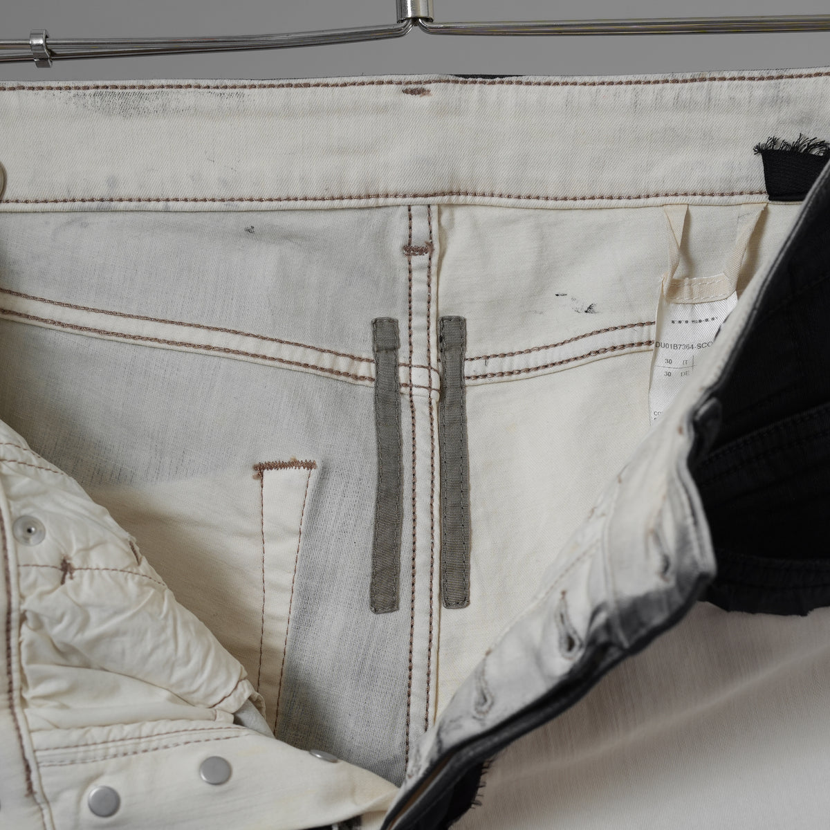 RICK OWENS DRKSHDW リック オウエンス ダークシャドウ / 22SS COMBO TYRONE CUT コンボ タイロンカット コーティング スキニー パンツ / DU01B7364-SCOMW1 / size 30 (NATURAL × BLACK)  352174-in-ue
