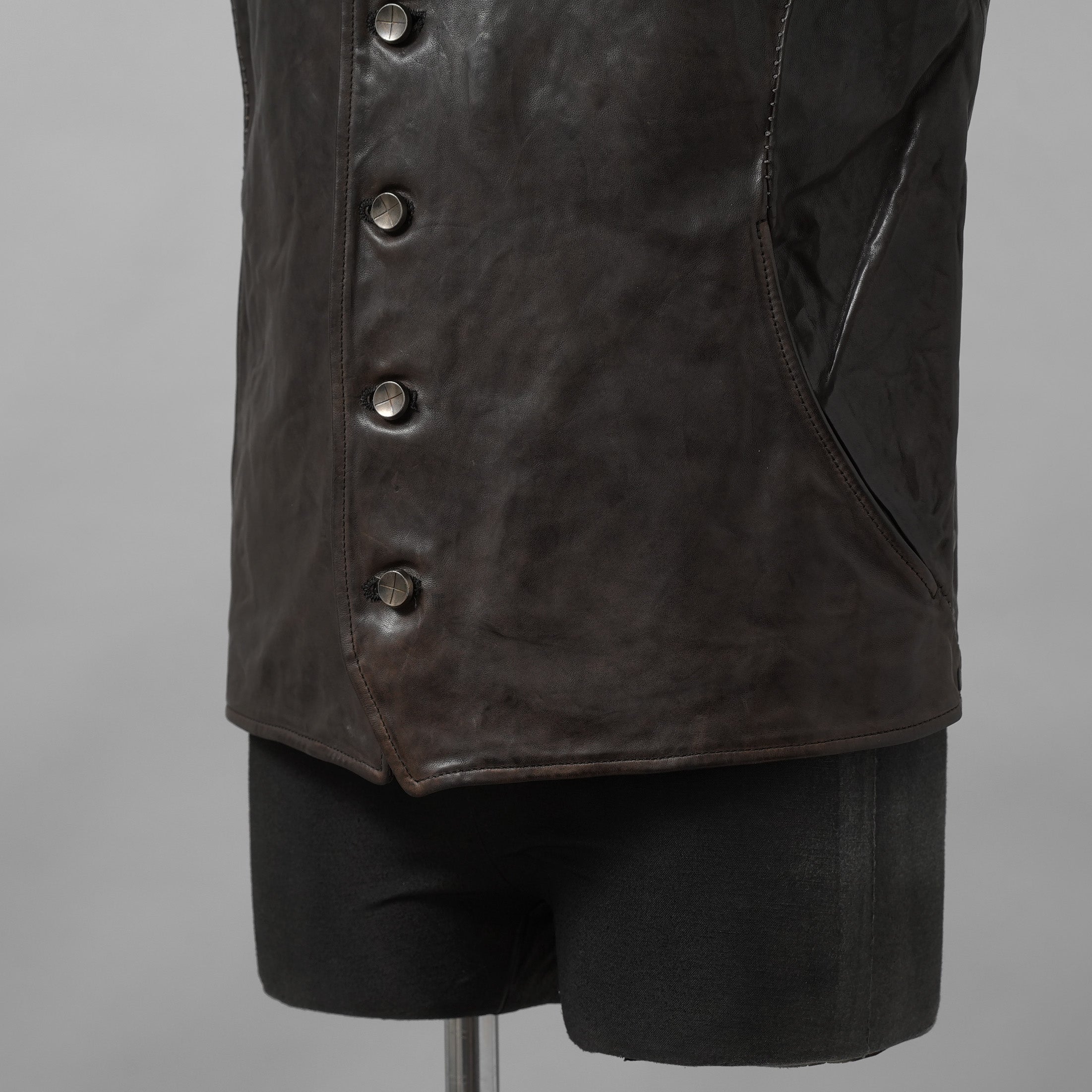 incarnation インカネーション / 24SS 新型 Horse Leather Vest 5B レザーベスト / 11-2247 / size S (DARK BROWN)