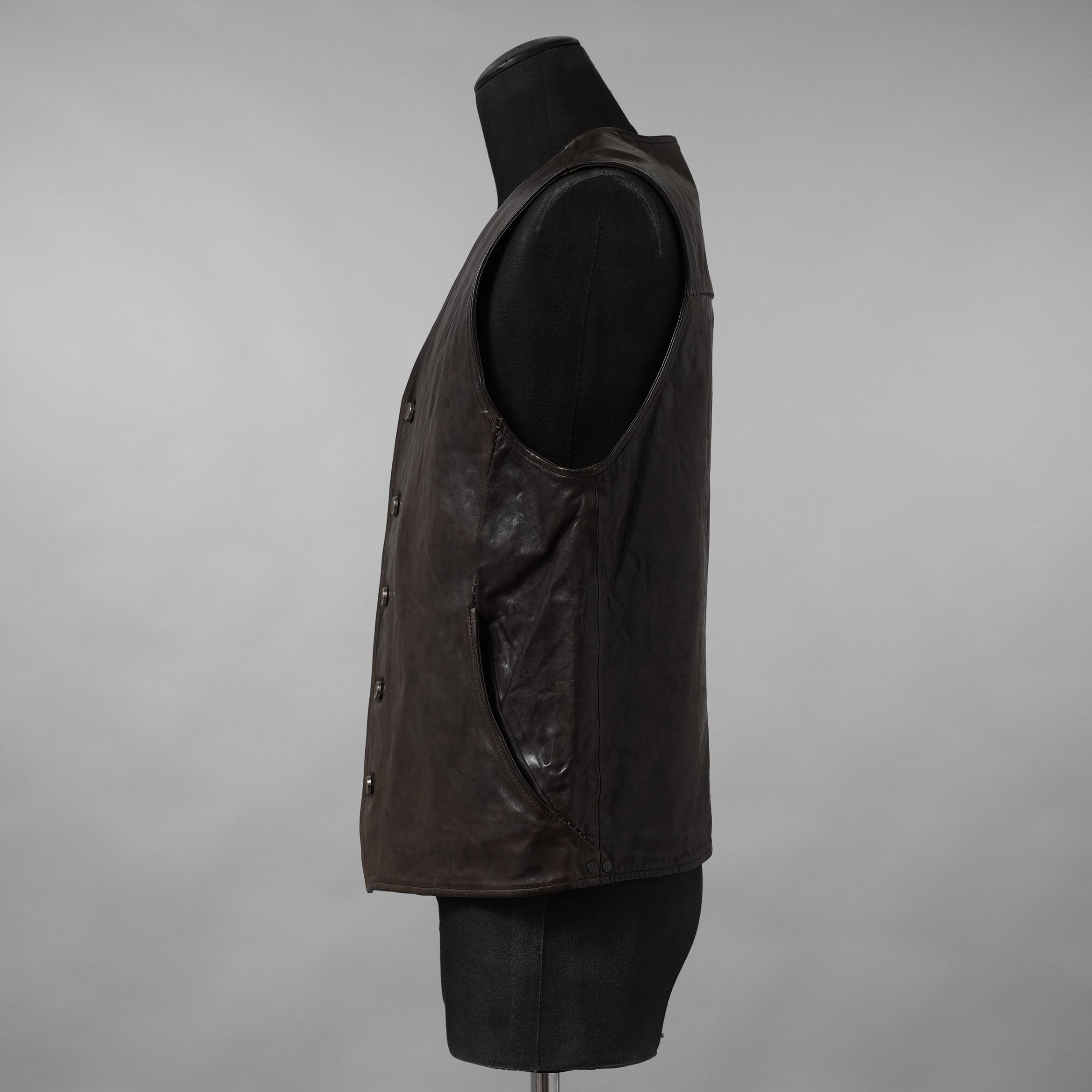 incarnation インカネーション / 24SS 新型 Horse Leather Vest 5B レザーベスト / 11-2247 / size S (DARK BROWN)